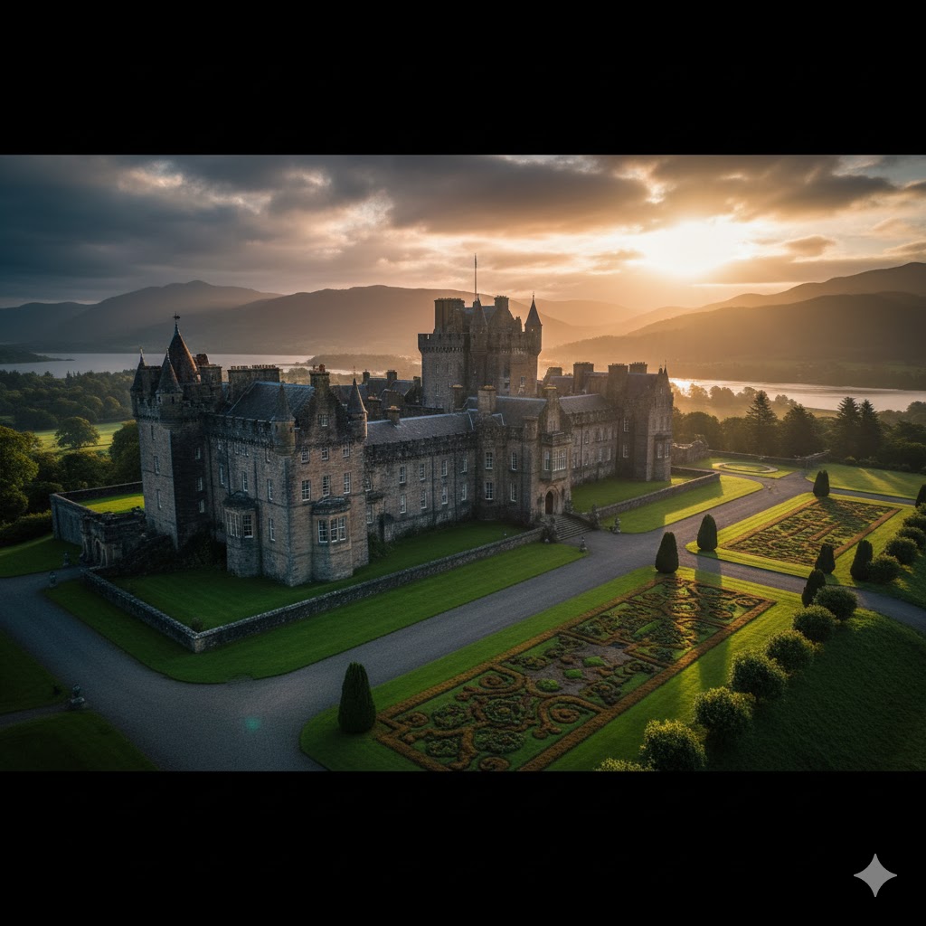 The opulent gold and green interior of a grand hall.